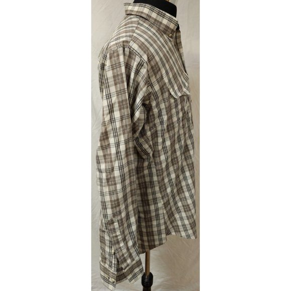 Flying R Ranchwear Large Beige Plaid Classic Fit Extra Long Tail Button Shirt US - Picture 9 of 10